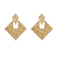Chic 18K gold plated stainless steel geometric rhombus earrings with hammered texture - Gold