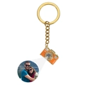 Customized orange camera projector keychain with rhinestones and photo projection feature - Gold