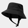 Detail showing breathable side mesh and adjustable windproof buckle on black sun hat - M(56-58cm) / Black
