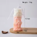 Baroque floral relief candle with white and coral pink gradient finish and gift ribbon - Wave 3 (Pink)