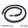 Black 6.5mm stainless steel snake chain necklace with lobster clasp, 500mm length - Black (KN203816-Z)