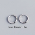Minimalist S925 sterling silver huggie earrings with 12mm inner diameter and polished finish - 12mm / White Gold