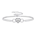 Bracciale S925 in argento sterling cuore e infinito con zircone rotondo scintillante - Cuore Infinito (SB135-P)