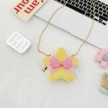 Yellow star-shaped kids shoulder bag with pink sequin bow and white pearl trim details - Yellow Bowknot