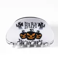 White semi-transparent Halloween hair claw clip with spooky pumpkins and ghost patterns - Happy Halloween Ghost Pumpkin