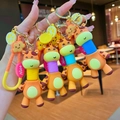 Cartoon giraf sleutelhangers met kleurrijke veerhals en schattige bloem hanger decor - Intrekbare Giraffe [Oranje gemengde stijl]