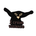 Schwarze Katzen Emaille Brosche mit I crave violence Text und goldenen Akzenten - I crave violence Stil (QHXZ4153)