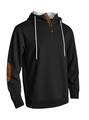 Sudadera con capucha negra para hombre con parches marrones y detalles de botones - S / Negro