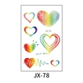 Rainbow gradient heart tattoo stickers JX-78 with heartbeat and fingerprint patterns - JX-78