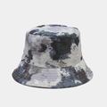 Omkeerbare vissershoed voor dames met grijs-groene camouflage tie-dye graffiti print - M (56-58cm) / Grijs Camouflage & Zwart (Dubbelzijdig)