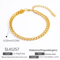 Classic 18K gold plated stainless steel Cuban link bracelet with 6.32mm width - SL41257-Curb Chain