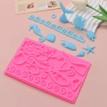 Stampo in silicone a tema marino con cavalluccio e coda di sirena per decorazione torte - Serie Oceano - Rosa