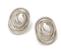 Orecchini a perno a spirale d'argento ovali irregolari in acciaio inossidabile vintage - Bobina a Spirale-Argento