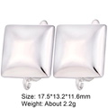 Detailed view of silver square earring findings with size measurements and ring loop - Silver Wide Square (Style 19)