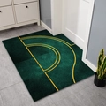 Minimalist dark green rectangular door mat with gold geometric lines for entryway - Arch Bridge