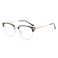Classic black and gold clubmaster semi-rimless frames with a retro stylish design - Black Gold Frame