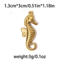 Golden 304 stainless steel seahorse pendant with size 1.3x3cm and 3g weight info - Seahorse / Gold
