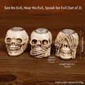 Set de 3 calaveras de resina para Halloween en pose de no oír, no ver y no decir - No ver oír decir (Juego de 3)