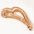 Elegante fermaglio a banana color ambra a forma di cuore in resina per acconciature - Champagne Trasparente