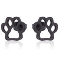 Minimalistische schwarze hohle Tierpfoten-Ohrstecker mit mattem Metallic-Finish - 089 Pfotenabdruck / Schwarz
