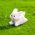 Miniature white dog figurine with blue bowtie and pink tongue for DIY moss landscape - Style 2 Frolicking