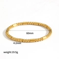 Bamboo style titanium steel gold bracelet with 60mm diameter and polished texture - Polished Bead and Cylinder Splicing Style (TB7183)