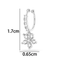 Silver clip-on earring with zircons and floral pendant, height 1.7cm and width 0.65cm - Flower Style (2625-6#) / Silver