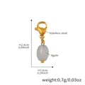 Polished stainless steel pendant featuring a translucent grey agate stone on a lobster clasp - Gold Light Grey Agate Pendant (D150-3)