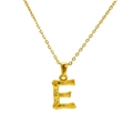 18k gold plated necklace with a bamboo texture letter E pendant on a fine chain - Letter E(E)