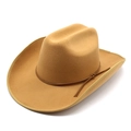 Chapeau de cowboy classique en laine camel avec large bord et cordon décoratif - M(56-59CM) / Camel