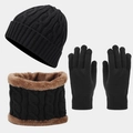 Detalle del tejido de ochos y el suave forro de pelo sintético en el conjunto de invierno - Negro
