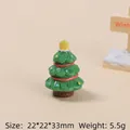 Miniature green resin Christmas tree charm for DIY hair clips with yellow star top - 3D Christmas Train-Light Green Tree