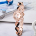 Dettaglio dell'orologio in ceramica oro rosa con cuori neri e strass scintillanti - Oro Rosa/Nero (3021)