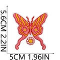 Detailed view of bohemian butterfly embroidery patch with 5.6cm x 5cm size dimensions - Style 10 (Pink White Butterfly)