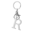 Polished silver stainless steel letter R keychain with lobster clasp and round ring - Letter R / Steel