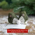 Green felt Christmas hair clip with snowflake charms and polka dot mesh bow tie - Green Felt Bow Hair Clip