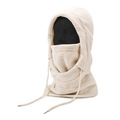 Winter 4-in-1 winddichte Sturmhaube aus cremefarbenem Fleece mit Kordelzug - Einheitsgröße / Beige