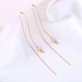 Elegante goldene Quastenohrringe mit Fischgrätenanhänger und funkelndem Zirkonstein - NE1067-Fischgräte Zirkon