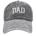 Detail of white DAD embroidery on washed gray cotton twill vintage baseball cap - Washed DAD Light Grey