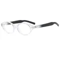 Retro oval eyeglasses frame with clear transparent front and black temples for women - Transparent Frame with Black Temples