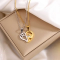 Heart-shaped puzzle pendant necklaces for couples with keys and 520 1314 engraving - Heart 1314 & 520