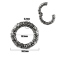 Retro stainless steel ear gauged rings with wave texture and magnetic hinges - Silver Auspicious Cloud