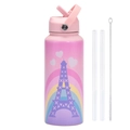 Borraccia sportiva in acciaio rosa con stampa Tour Eiffel, manico e cannucce - Rosa Chiaro 11C