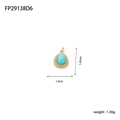 Détail du pendentif goutte en acier inoxydable avec turquoise et bordure perlée - Style Amazonite Goutte d'Eau (FP29138D6)