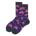 Halloween crew socks featuring black and purple stripes with orange Jack-o'-lantern prints - 38-46 / Black Purple Pumpkin Stripe