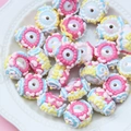 Colorful hand-painted resin beads in a dish for DIY jewelry making and crafts - White Rose Red Cream Mini