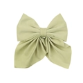 Detail view of a large green Morandi fabric bow hair clip on a clean white background - Fresh Green