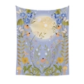 Detail showing botanical moon phase wall tapestry with artistic plant design on white background - Plant Moon Collage QY045-3