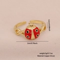 Anello coccinella regolabile dorato con smalto rosso e zirconi cubici in stile bucolico - 3# Stile Classico Coccinella a Sette Punti