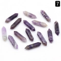 Set of 14 natural amethyst double pointed hexagonal prism stones for DIY jewelry making - Amethyst
